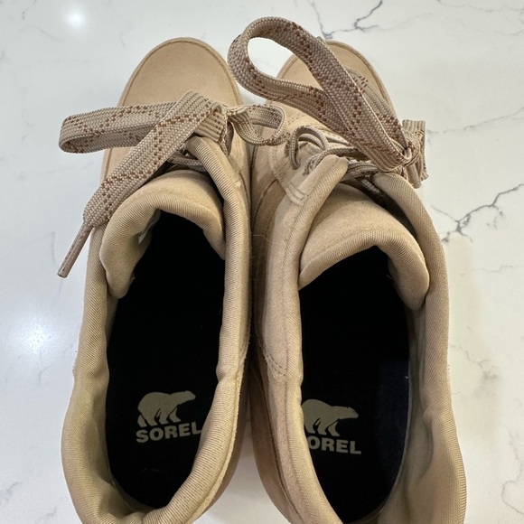 NEW Sorel Evie Waterproof Wedge Booties Beige Tan Size 9.5 - Picture 4 of 7